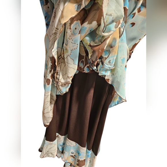 Trixxi Juniors Floral Halter Neck Dress - Blue and Brown - Picture 6 of 6